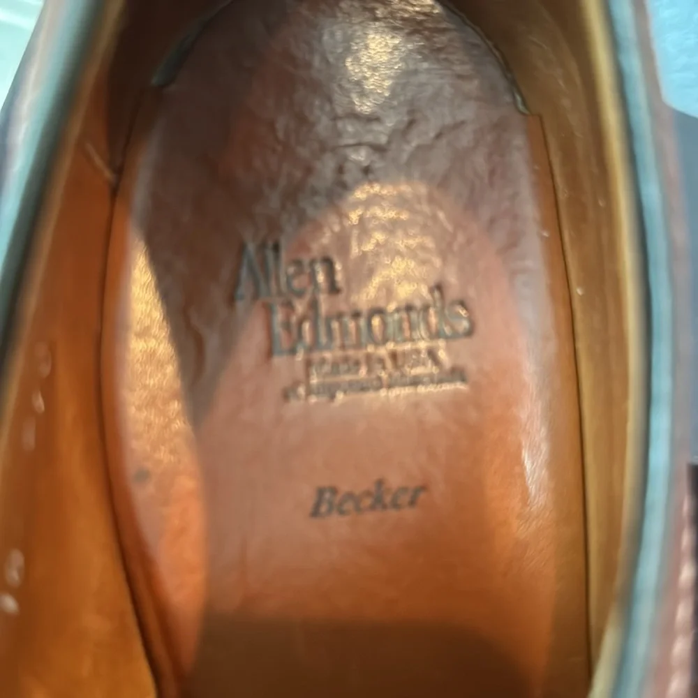 Allen Edmonds Becker Cap Toe Oxford Men's Size 9B Brown Pebbled Leather Lace Up